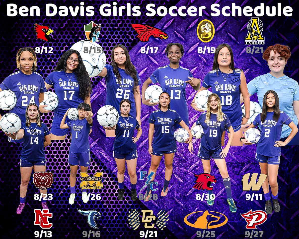 BD_GirlsSoccer's tweet photo. Ben Davis Girls’ 2023-24 Soccer Schedule Poster😈

SAVE &amp; SHARE.

S/O to Coach Lewis’ Brother🤞🏾

#BAPE
#KeepTheFaith
#KeepTheGrace https://t.co/ITM3hL9jbQ