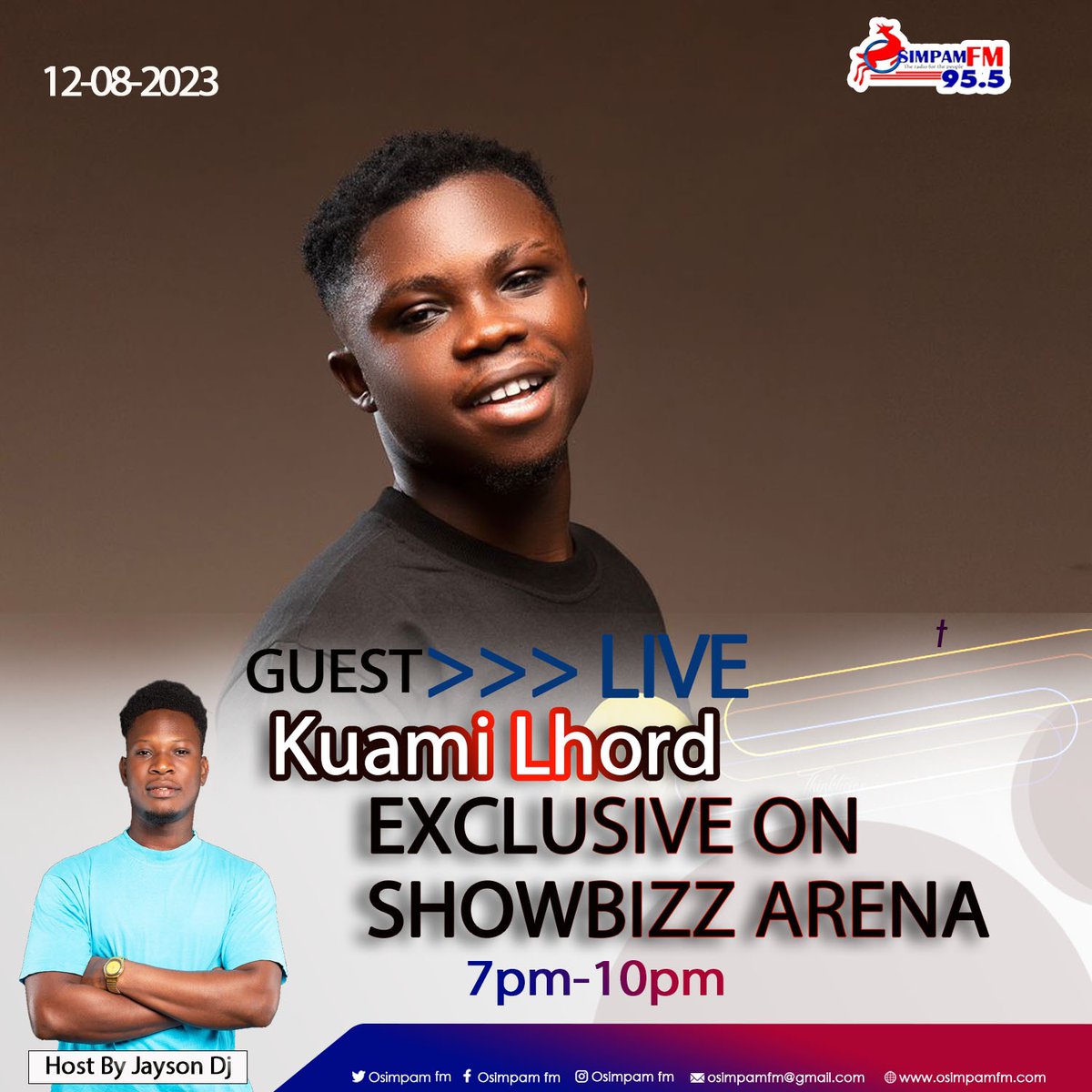 JAYSONDJ_GH's tweet photo. @Kuami_lhord is my guest tomorrow on Showbizz Arena ⭐️✊🔥
#showbizzarena #jaysondj #Theradioforthepeople #osimpamfm #djitee https://t.co/mE7yFHCLyS