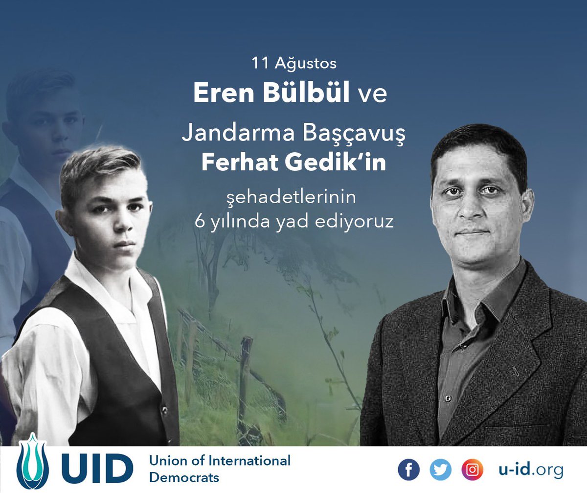 🇹🇷 Vatanımızı korkusuzca savunan Eren Bülbül ve Jandarma Astsubay Ferhat Gedik’in, şehadetlerin 6.  yılında rahmet ve minnetle anıyoruz.
Iyiki varsınız..
#UlD <a href="/U_I_D/">Union of International Democrats</a>