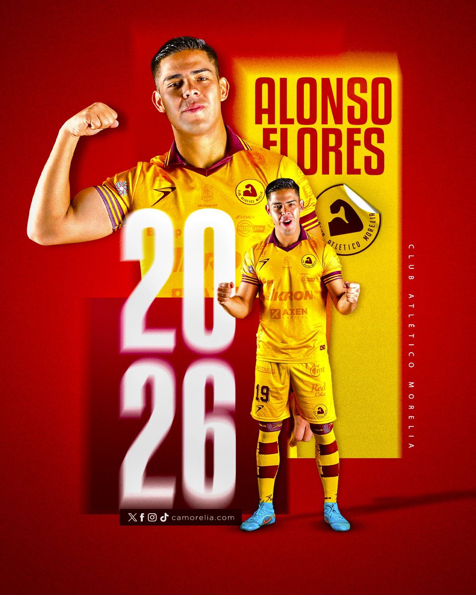 C_A_Morelia's tweet photo. Alonso Flores es CANARIO hasta el 2026 ✍️

#PuroPinshiRojoYAmarillo💪 https://t.co/fzJGcLgmzG