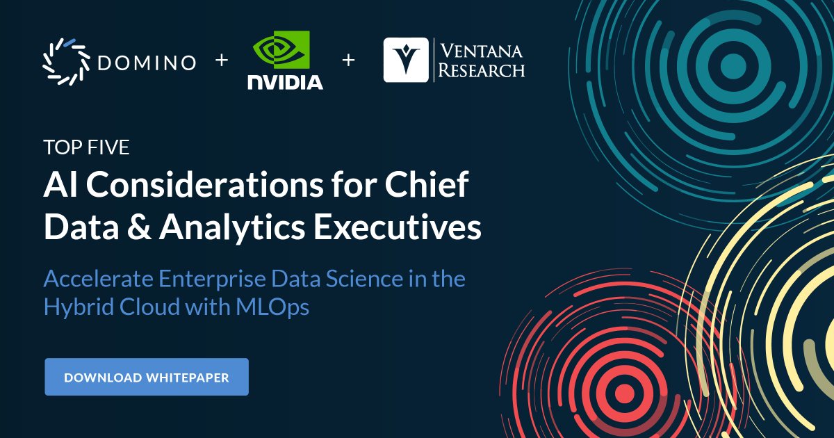 Unlock hybrid cloud's potential to boost enterprise AI with our white paper on the top 5️⃣ AI considerations every Chief Data & Analytics exec should know. Produced by @DominoDataLab, @nvidia & @ventanaresearch. 🔗 domino.buzz/3Yhtexb #AI #DataScience #HybridCloud.