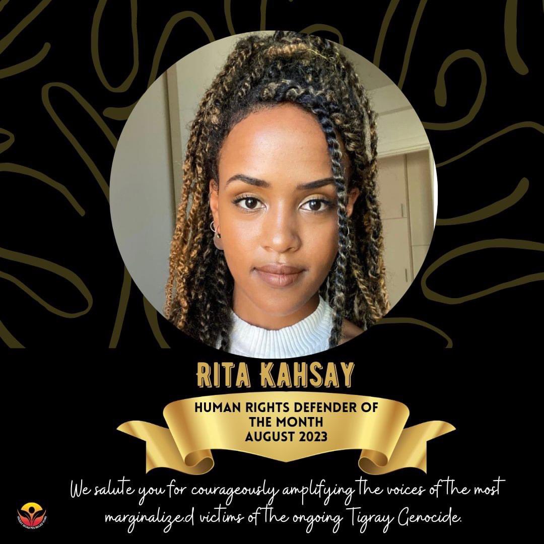 Huge congrats to @atiryashak for her incredibly well-deserved recognition as the Human Rights Defender of the Month! 👏Your dedication to promoting & safeguarding human rights is truly inspiring. Keep shining your light & making a positive impact! 
 🙌 #ChampionForChange #Tigray