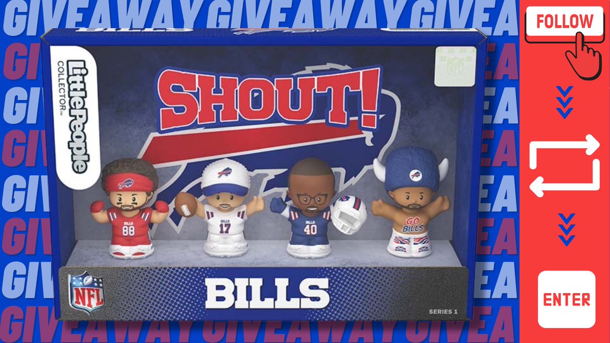 ZbotTweets's tweet photo. 🎉 NEW LITTLE PEOPLE GIVEAWAY 🎉

Kickoff is less than a month away… let’s celebrate with the hottest item in town. 

I’m GIVING AWAY the NEW BILLS LITTLE PEOPLE SET to a random member of #BillsMafia 

To ENTER, simply RT THIS POST

Make sure to follow me so I can DM you! 

Winner announced 8/18!