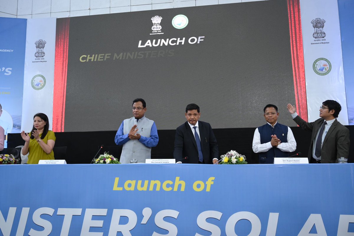 Meghalaya Chief Minister @SangmaConrad, launched the Chief Minister’s Solar Mission at the State Convention Centre, Shillong today in presence of Power Minister Abu Taher Mondal and Chairman of MNREDA Rupert Momin.