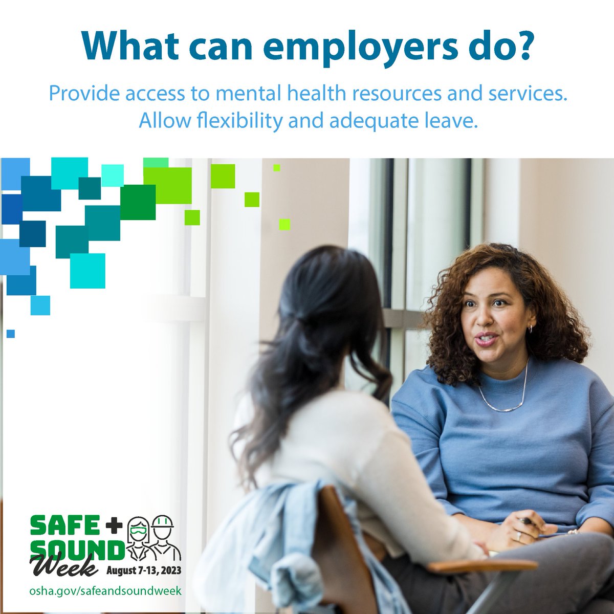Promoting mental health in the workplace can help:

💙 Reduce absenteeism
💚 Improve productivity  
💛 Boost morale 

When workers feel supported it can lead to increased job satisfaction and retention. 

Learn more 👇 
osha.gov/video#SafetyAn…

#SafeAndSoundAtWork