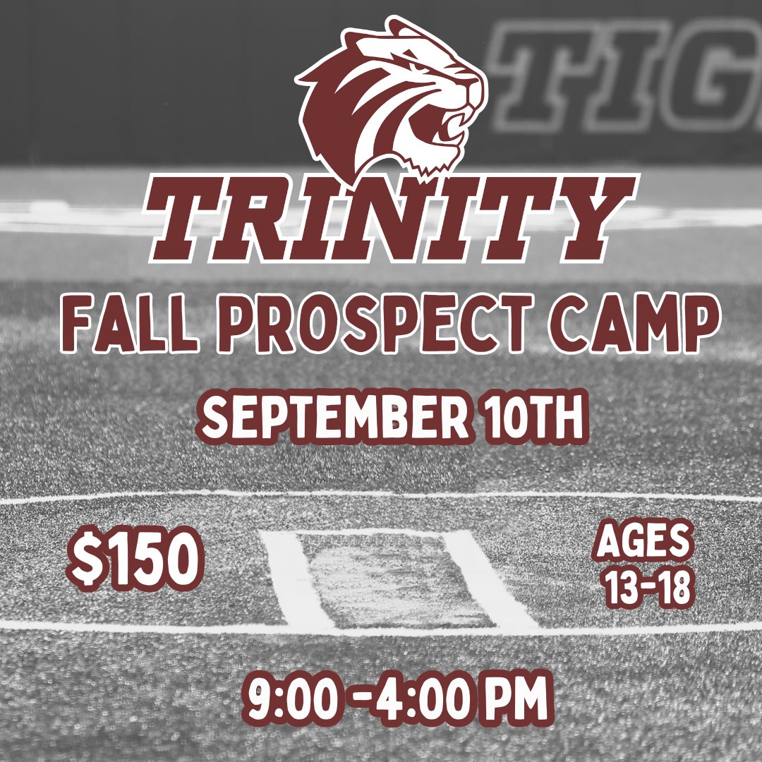 Come get recruited on September 10th! We are still looking for '24s. Register at trinityuniversitysoftballcamps.com