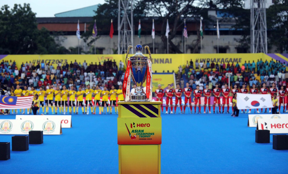 hockeymalaysia's tweet photo. Penampilan ke-6 Malaysia pada edisi ke-7 Kejohanan Hoki Hero Trofi Juara-Juara Asia 2023, Chennai India di Stadium Hoki Mayor Radhakrishnan membawa Malaysia ke pentas final buat kali pertama selepas menewaskan Korea 6-2 pada aksi separuh akhir

📸 : @asia_hockey / @TheHockeyIndia https://t.co/29TMhzlqNV