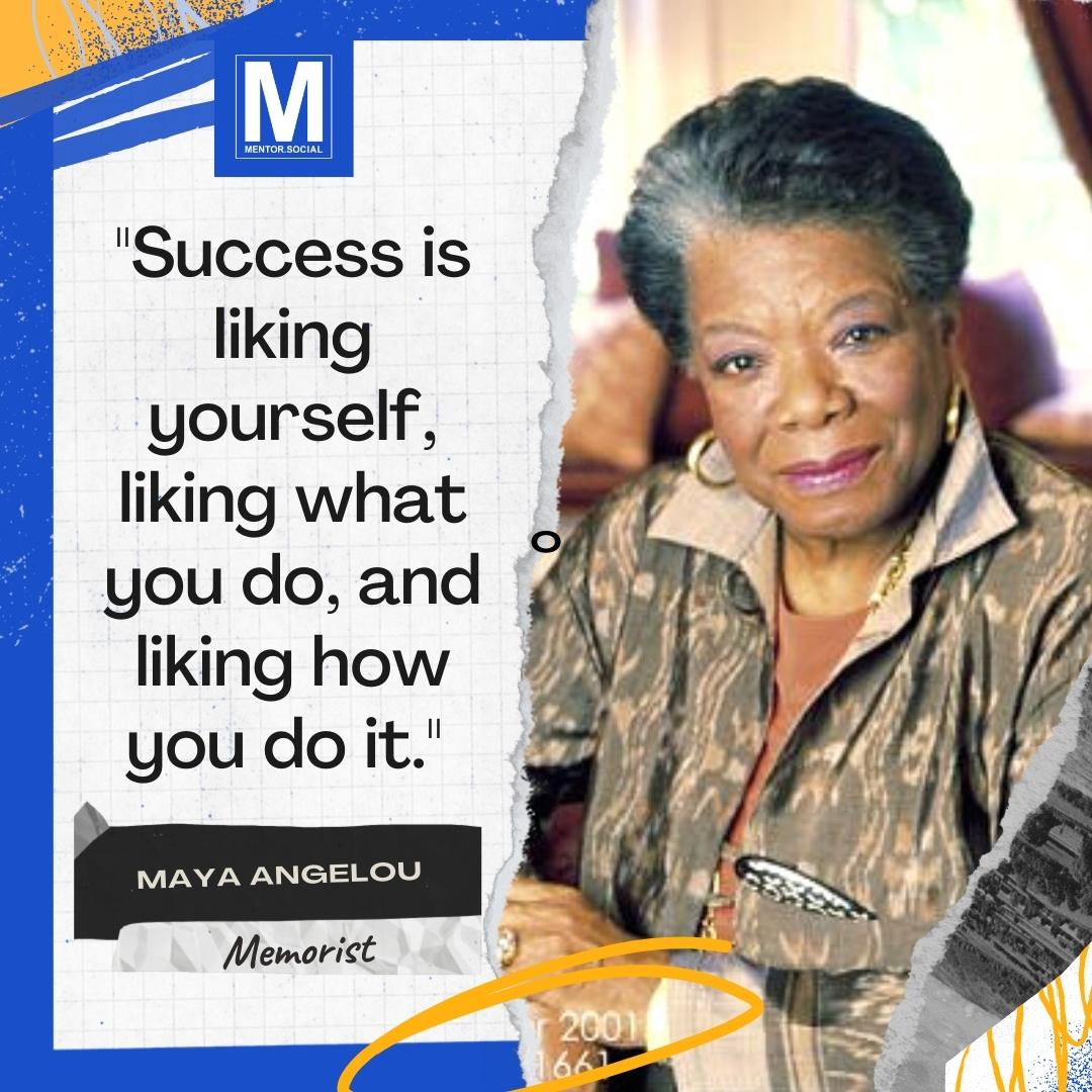 💡 Quote of The Day 💡

Meet Maya Angelou an American poet, civil rights leader, and more who speaks about what success is!

Do you have any positive success stories that you would like to share? DM us now!

#mentor #mentorsocial #success #career #mayaangelou #quotes