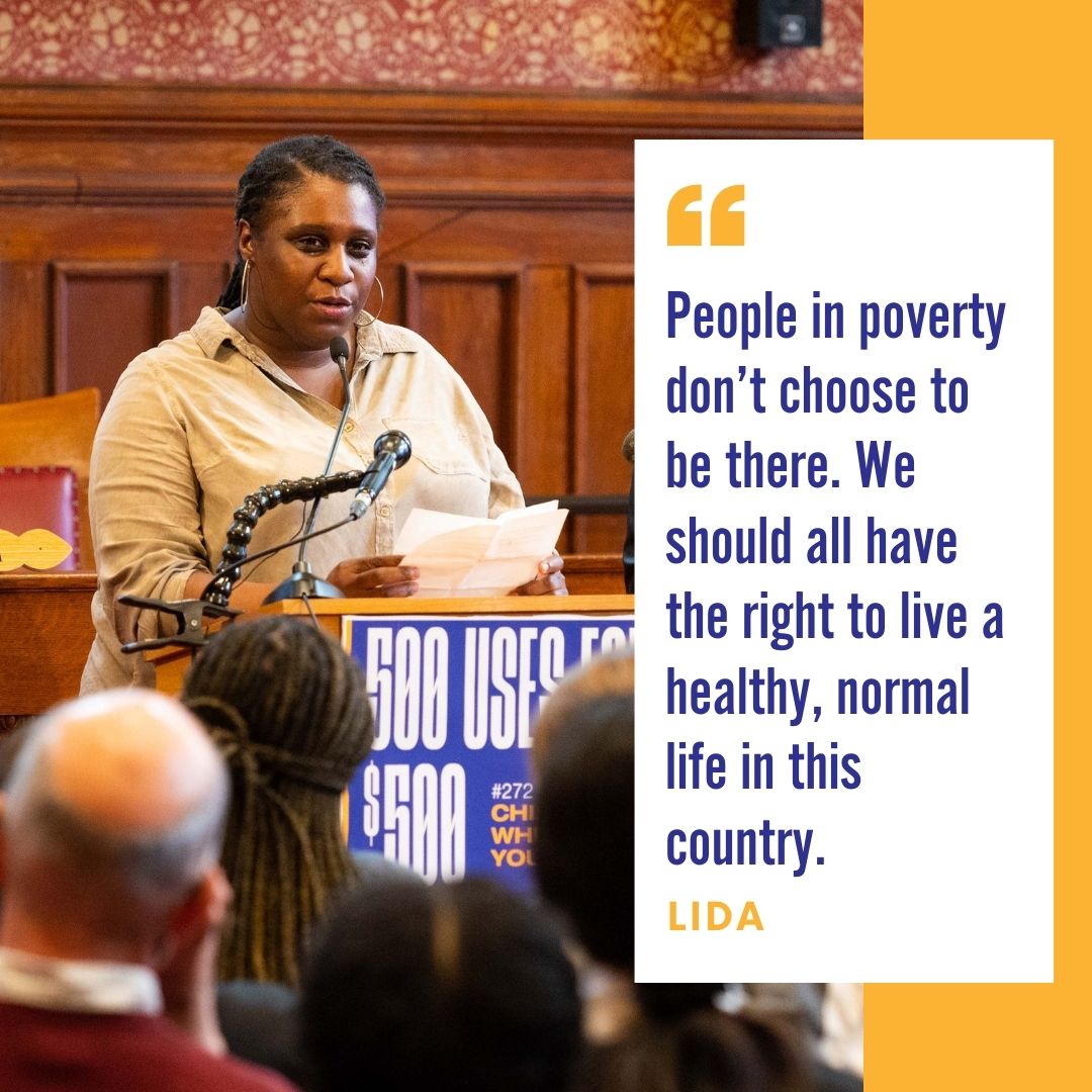 Lida is a single mother of one who used her monthly pilot payments to create an emergency fund, pay for mental health services for her and her daughter, maintain her car, and go back to school.