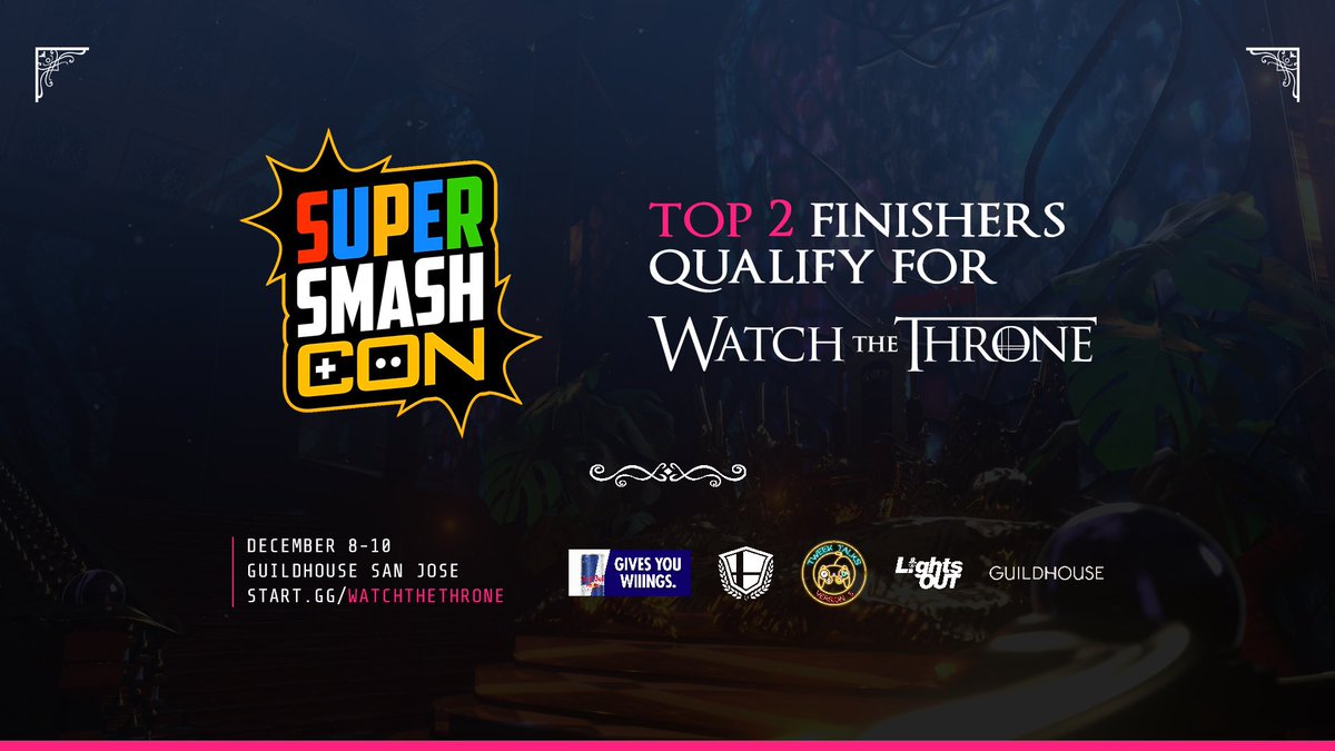 Today begins a long road to getting our first two qualifying spots filled at @SuperSmashCon 👑 Who do you think will claim them? Tell us your picks & tag TWO friends for a chance to win a free pass to #WatchTheThrone
