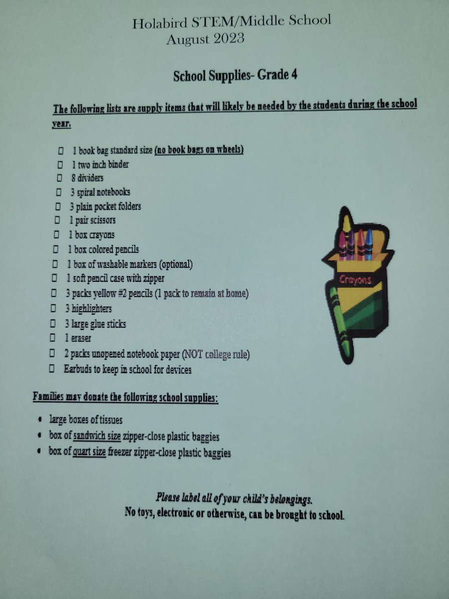 Karen Ballard (@mrskmballard) on Twitter photo School Supply lists for our Holabird Eagles <a href="/HolabirdCS/">Holabird STEM/Middle: A Community School</a> <a href="/BookerYalonda/">Yalonda Booker</a> <a href="/MrLePla/">Mr. Dustin LePla</a> <a href="/ClaDavis3/">Claudette Davis</a> School Supply lists for our Holabird Eagles <a href="/HolabirdCS/">Holabird STEM/Middle: A Community School</a> <a href="/BookerYalonda/">Yalonda Booker</a> <a href="/MrLePla/">Mr. Dustin LePla</a> <a href="/ClaDavis3/">Claudette Davis</a>