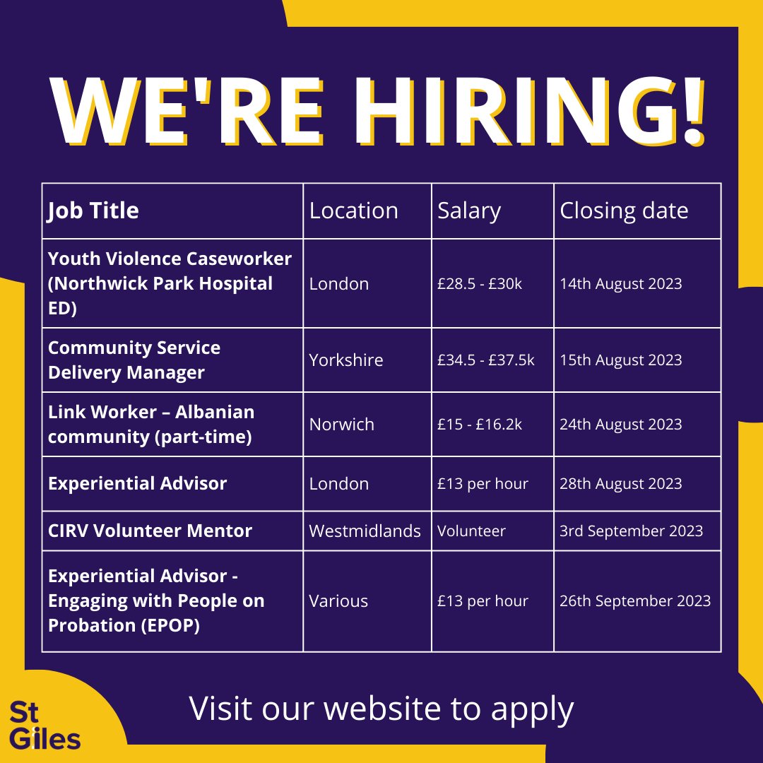 StGilesTrust's tweet photo. ⭐ We're hiring! ⭐
Find out more, including how to apply via this link:
https://t.co/DyaWvgZNEc https://t.co/yryWjaFVkI