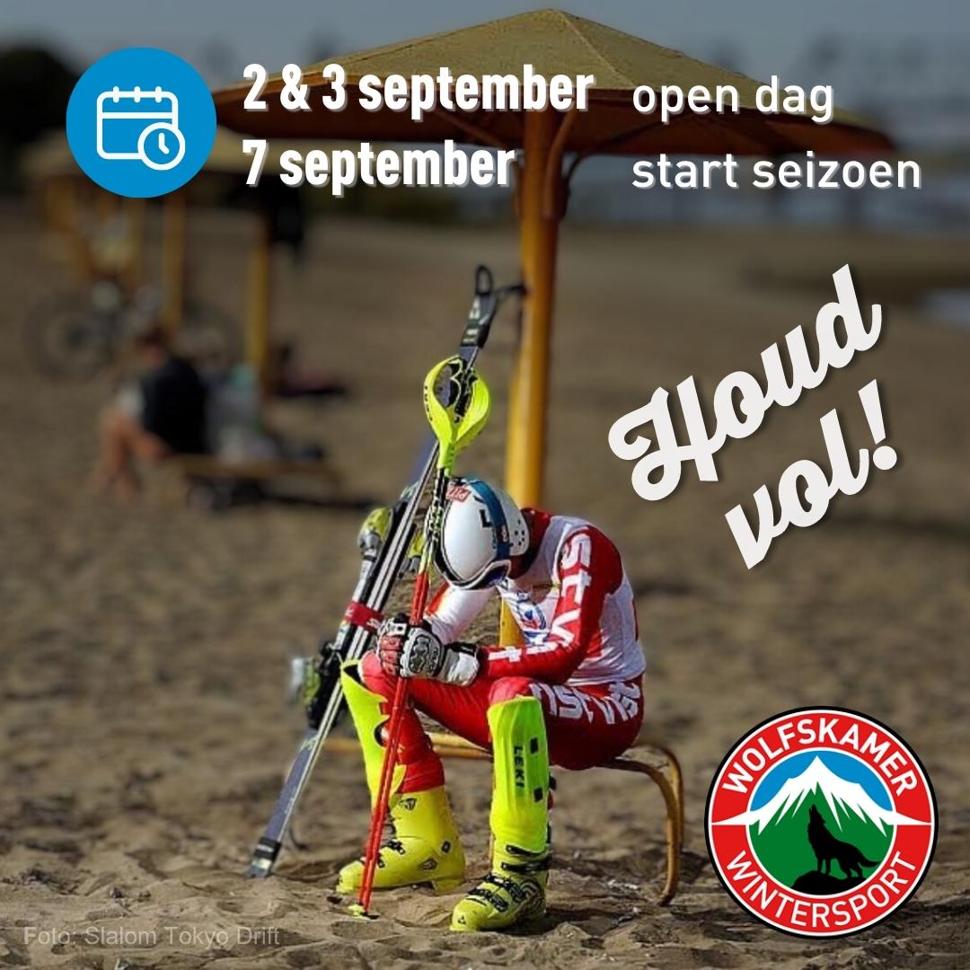 Nog heel even volhouden!
Er gloort licht aan het einde van de tunnel! Ja, wij weten dat het zwaar is, maar het duurt nu echt niet lang meer.  Slijp je ski's, poets je helm en zet je schoenen maar vast klaar! Zaterdag 2 september open dag. Vanaf 7 september beginnen wij weer!
