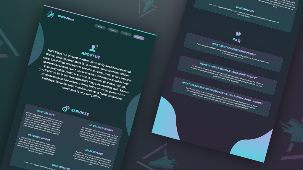 SNKR Pings Website Design

Likes + RTs + Follows Appreciated

#websitedesign #websitedesigner #webdesign #website #designer #logodesign #graphicdesign #brandingdesign #lookingfordesigner #design #ordernow #commissionsopen #openforwork #designer #webdesigner