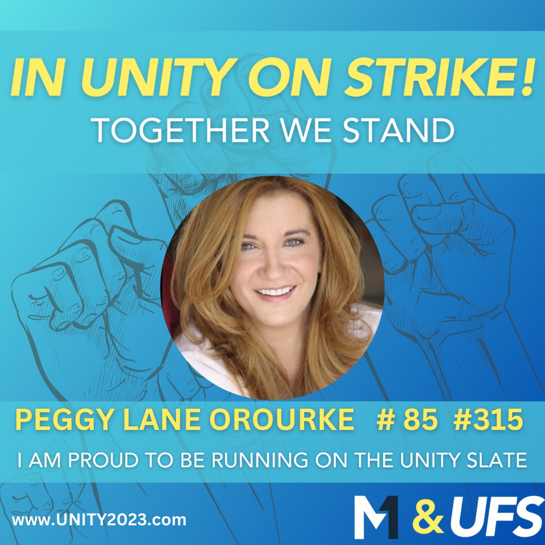 I am so happy to be a part of the Unity Slate.  For far too long we focused on what divided us rather than what unites us. 
Not any more.
Unity is getting a fair deal and standing together to take on the AMPTP. 

#MembershipFirst 
#UniteForStrength
#SAGAFTRAstrong 
#UNITY2023