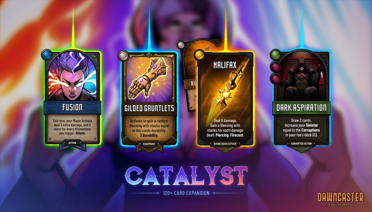 Behold! New cards coming soon to Dawncaster 👀 including all new equipment cards, new weapons and new ways to build your deck &amp; hold back the encroaching darkness.