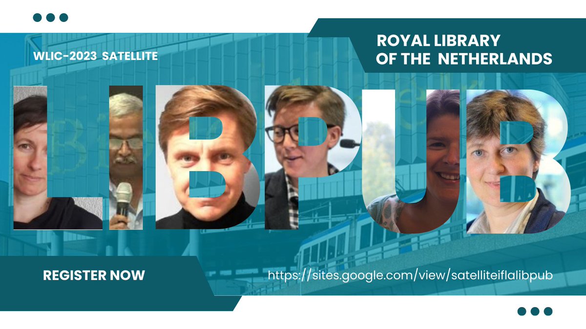 IFLALIBPUB's tweet photo. The @ifla_libpub #WLIC2023 satellite on library publishing @KB_Nederland 19 Aug has a powerful line up of OA experts &amp; library publishers. We welcome registrations from our Dutch colleagues: @UniLeidenNews @UvA_Amsterdam
@UniUtrecht. Program/Reg (50 euros) https://t.co/X5vzW4M8Ze https://t.co/LPCJ9nnwuz
