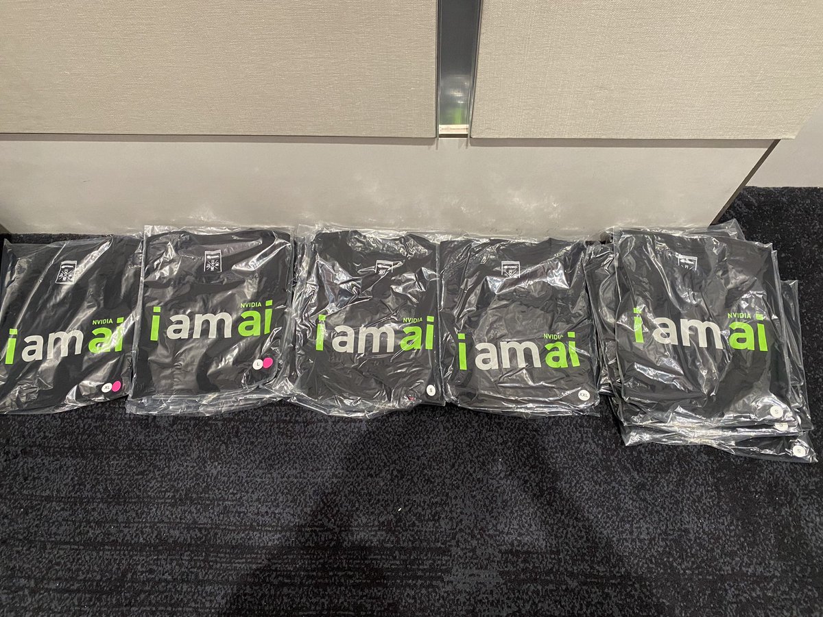 First come, first serve starting at 10 in Room 401 (the @aivillage_dc speaker track). 

NVIDIA tshirts. Remaining sizes: feminine S, L, XL. Unisex S, XXL

#Defcon