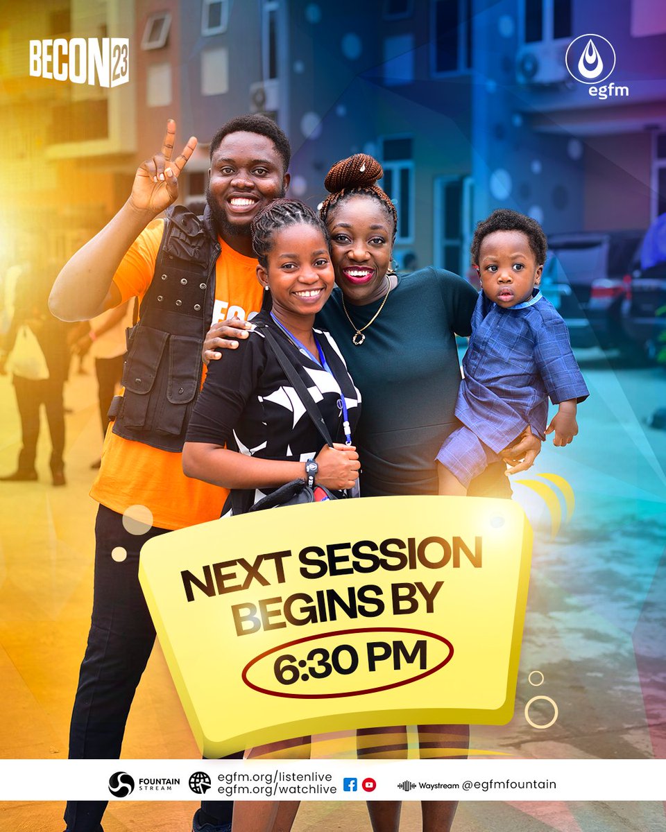 Next Session Begins By 6:30pm (WAT)

Glory to God for Six days of Grace. There is still more to come. Sail with us on this voyage as we explore deeper truths about our Salvation.

Time: 6:30pm (WAT)

See you soon!