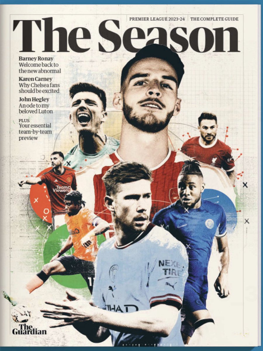ReignStarGroup's tweet photo. The cover of the @guardian’s guide to the 2023-24 @premierleague season feat. @PellyRuddock 

#ReignStar #PremierLeague #PellyRuddockMpanzu https://t.co/Ap5jwQJhwM