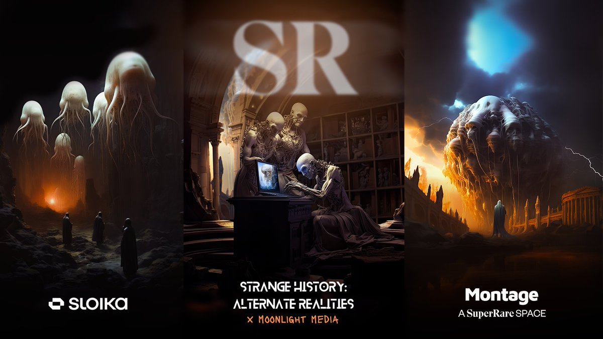 GM! I've been loving creating dark art lately and I'm honored to present it in the @SuperRare Montage Space #AlternateRealities part of the #StrangeHistory saga!⚡️

Join our space at 12pm EST to enter this Strange New World with 30 amazing artists!

Links below! 👇