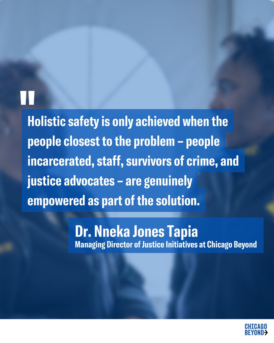 Chicago Beyond's Holistic Safety Action Alliance (HSAA) is designed to create programs that improve the wellness of staff &amp; people incarcerated, build on holistic safety policies, &amp; inspire other institutions toward reform. Learn more about the HSAA here: bit.ly/44mxZYA
