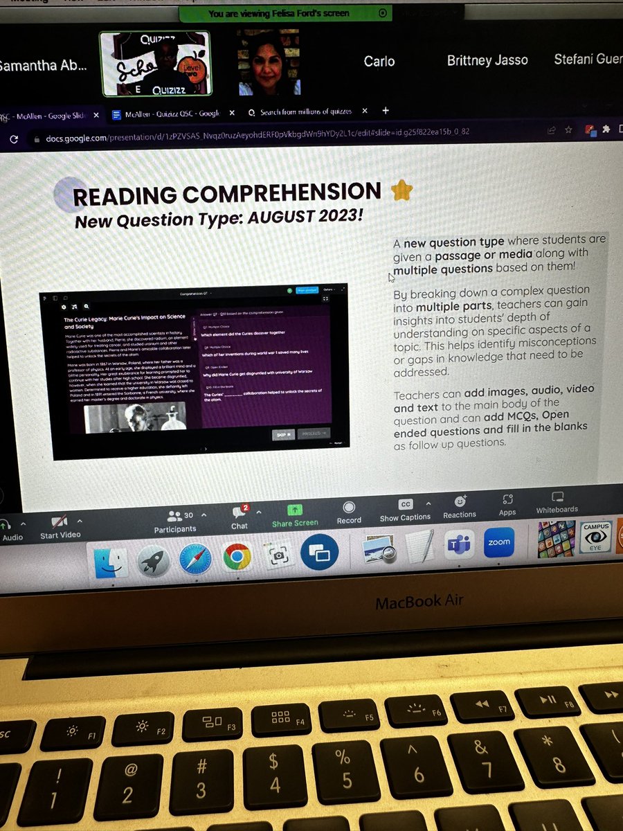 AbiroTeach's tweet photo. Wow!! @quizizz bravo for the new question type: Comprehension!  👏🏼
Available now!! 
#technovate23 @rfluegel @jamesvarlack @gosand2 https://t.co/kTzUfy5uLd