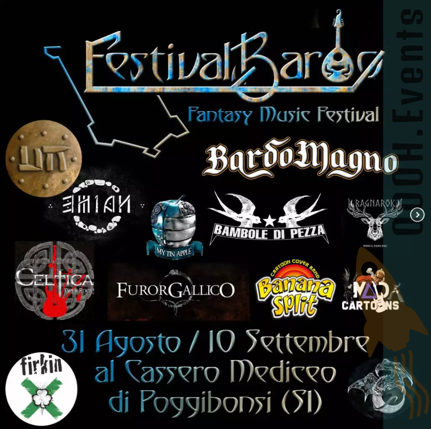 OOOH_Events's tweet photo. Festival Bardo dal 31 agosto al 9 settembre a Poggibonsi aperte le prevendite online!
Abbonati subito o prendi il biglietto
https://t.co/5Op0eBfuc1

#OOOHEVENTS #FestivalBardo #FantasyMusic  #paganfolk #celticmusic #Emian #Uttern #poggibonsi #eventitoscana #biglietti https://t.co/0Vf2v0XggM