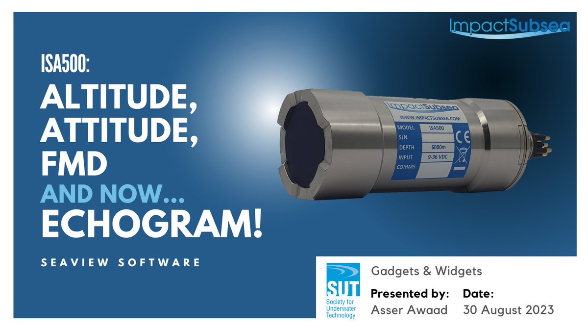 ImpactSubsea's tweet photo. Our Technical Sales &amp; Training Manager, Asser Awaad, will be presenting the latest sensor update for our ISA500 Altimeter. Book for the SUT Gadgets and Widgets evening meeting on August 30th, 2023 in Aberdeen: https://t.co/7kxKIQXi8A

#ISA500 #Echogram #SUTGadgetsandWidgets https://t.co/lsnRU1HriK