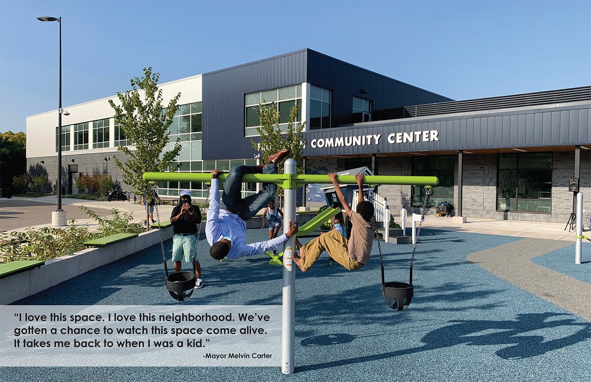 AIAMpls's tweet image. Recipient of a 2023 AIA Minneapolis Merit Award, @JLGArchitects’ Frogtown Community Center bridges the divide between the generationally and ethnically diverse Frogtown neighborhood and larger St. Paul community with a unified, culturally responsive design concept of a new center