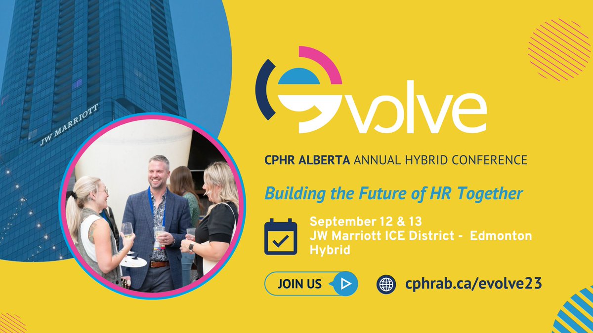 Dive into the conference schedule, session details, and explore our hybrid and virtual options. Join us for an enriching experience at #Evolve23!

🔗 cphrab.ca/evolve23

#HRevents #YEG #YYC #AlbertaHR