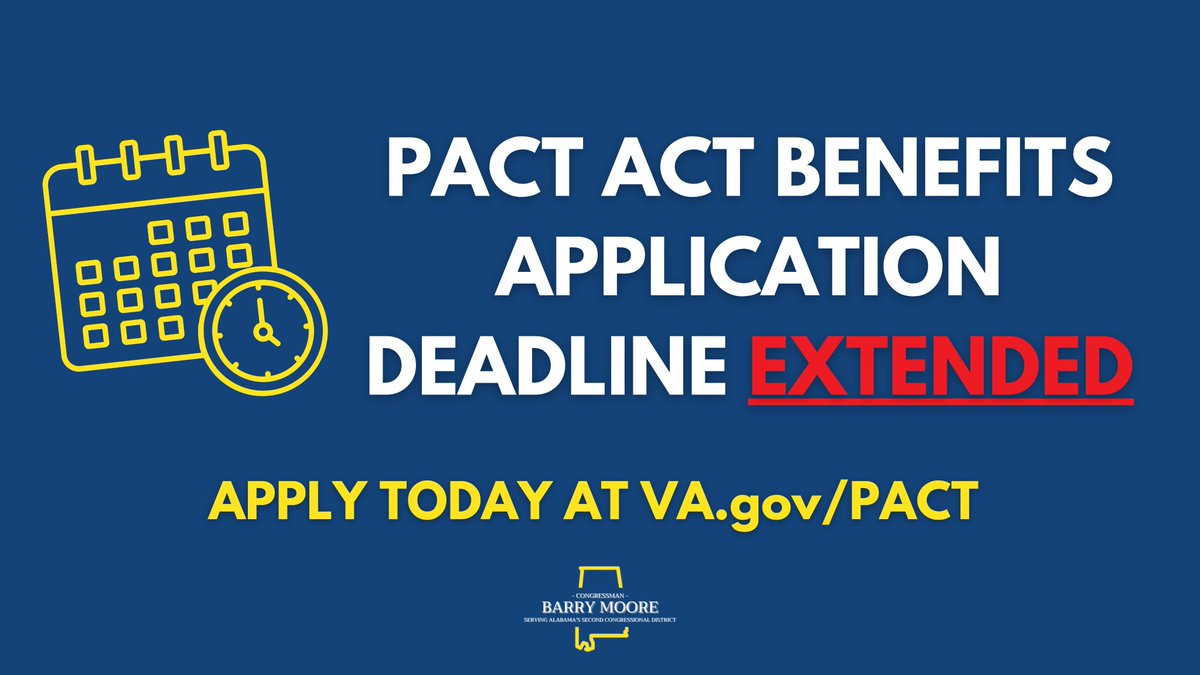 One of Pres. Biden's great accomplishments was getting the PACT Act through Congress. if you are a veteran or family member and haven't applied for benefits yet, the deadline has been extended to noon on Monday  
8/14/23
#PACTAct 
#veterans 

#DemVoice1 
#ProudBlue 
#wtpEARTH
