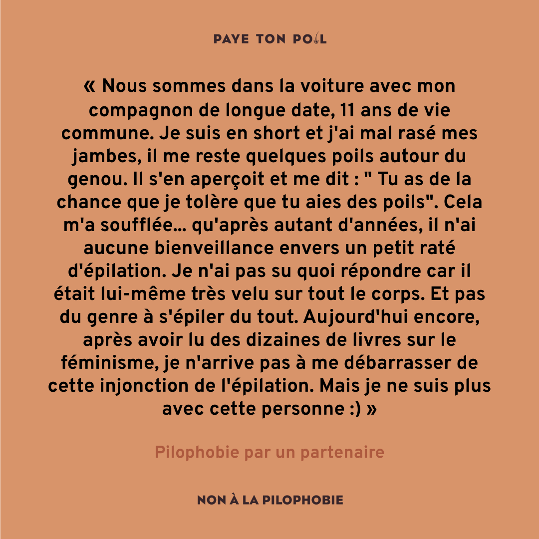 TonPoil's tweet photo. #PayeTonPoil 
Pilophobie par un partenaire 

#epilation #pilosite #pilophobie #moncorpsmonchoix #temoignage #bodypositivity #bodyhair #poils #feminisme #emancipation #bodypositive #futureisfemale #thefutureisfeminist #bodyhairdontcare #noshavenoshame #normalizebodyhair https://t.co/PzJ4B8MXyc