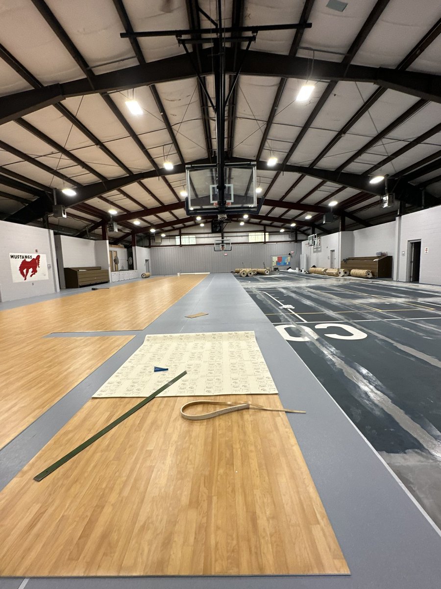 Cosulich Court in the Dr. Robert &amp; Mary Ellen Harris Gymnasium is coming to life! #mustangpride #oakhillstrong #njprivateschool #ohanj