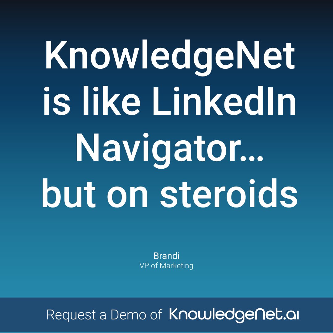 knowledgenetai's tweet image. Power up your lead gen with more detail, broader connection paths, and a seamless workflow from prospecting to campaign.

Request a @knowledgenetai demo:
hubs.li/Q01-R3Hr0

#sales #aiforsales #aiformarketing #innovation