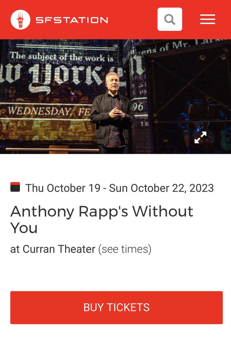 ON SALE NOW: Anthony Rapp's (@albinokid1026) @withoutyoumusical is coming to @sf_curran for 5 performances only from October 19–22!! Get your tickets today!! @rfpchris #anthonyrapp #WithoutYouMusical #OffBroadway #AnthonyRapp #WithoutYou #525600Minutes #Rent #RentMusical