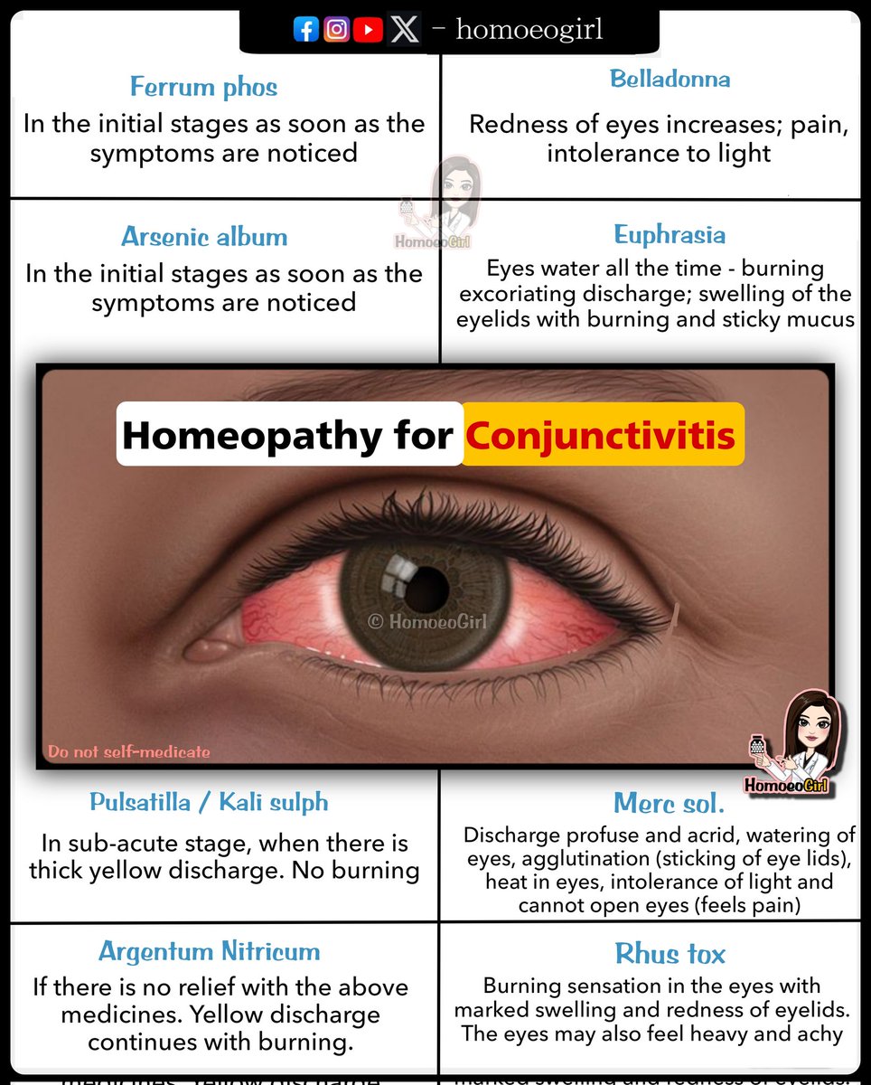 Homeopathy for conjunctivitis
**DO NOT SELF-MEDICATE**

Facebook: m.facebook.com/story.php?stor…

Instagram: instagram.com/p/Cvz05uoyD08/…