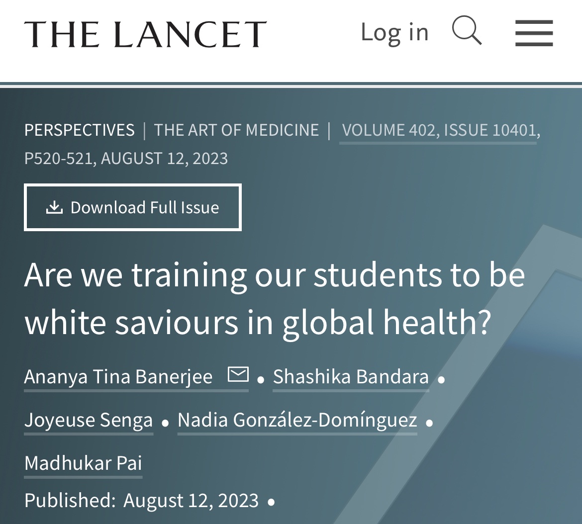 Grateful to @Harvard @DukeU and the @TheLancet for giving me the platform to speak the uncomfortable truth & push for justice in higher education with the support of my incredible colleagues @shashikaLB @paimadhu @JoyeuseSenga & nadia Gonzalez. thelancet.com/journals/lance…