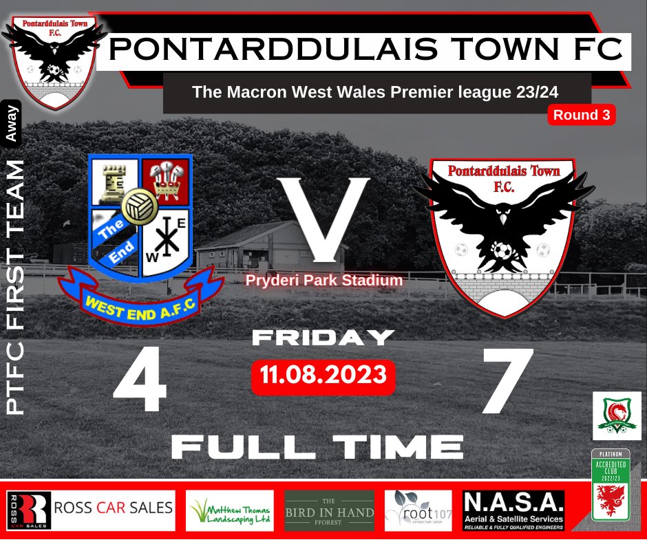 Full Time!  PTFC Win 7-4! 
Congrats to <a href="/JoelBeynon/">Joel Beynon</a>  for his hat-trick 
#pontarddulaistownfc #ptfc #football #hattrick  #FAW  #macronwestwalespl