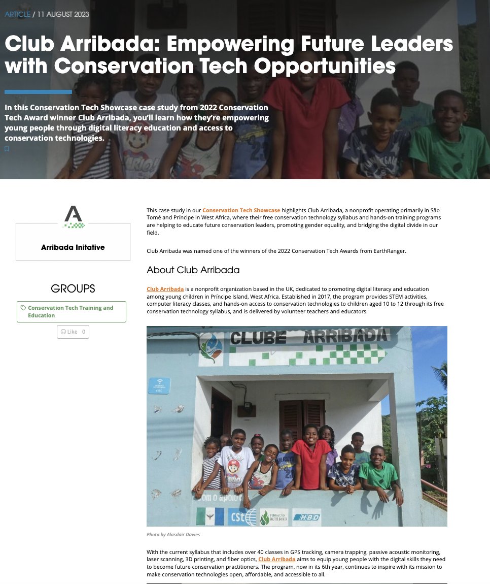 Today in our Conservation Tech Showcase, learn about @arribada_i's Club Arribada, the Conservation Tech Award winners who are expanding digital literacy and #tech4wildlife education to young future leaders! Read about their impactful work here: wildlabs.net/article/club-a…