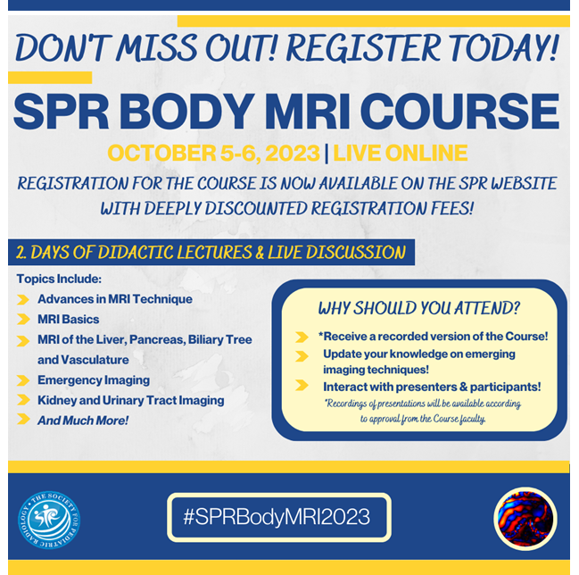 therealjonadill's tweet photo. It's approaching! Learn state-of-the-art pediatric and young adult body #MRI from the experts... hard to believe it's been 3 years since our prior course... so many MRI advances! 

#SPRBodyMRI2023
@SocPedRad 
@CincyKidsRad 
@CHOPRadiology 
@SudhaAnupindi https://t.co/ITm59pk1Jt
