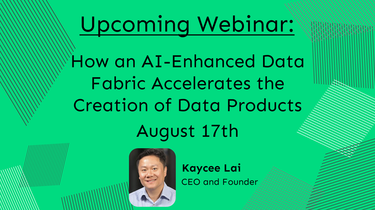 Catch Kaycee Lai's Breakout Session at Eckerson CDO Techvent on Aug 17, 8:30-11:45am PST! 

Learn about:
-How Generative AI &amp; business data demands
-AI-enhanced Data Fabrics that enable data products.

Register: airmeet.com/e/834d4940-0ed… #datawarehouse #generativeai #dataanalytics