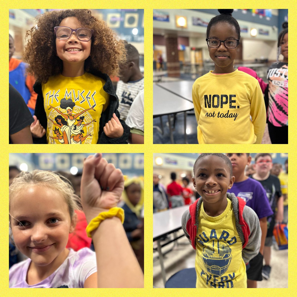BPEKnights's tweet photo. YELLOW is the color of happiness, enlightenment, and sunshine! Our creative and beautiful BPE Knights are showing their school spirit today!๐ผ๐โ๏ธ๐ฅ๐ฑ๐๐ง๐ซ๐งฝ Monday is GREEN Day! Be sure to dress in Green to help our Kindergartners learn their colors! #BPEPride ๐#WeAreWayne https://t.co/p9QYkjrzl4