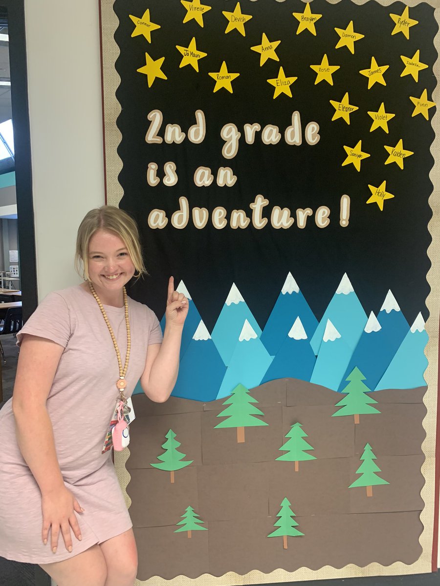 principalplewis's tweet image. Miss Hauser can’t wait to welcome her very first class to her camping themed classroom @RStar512 so excited to see her in action this year @theSMSD #weshinekidsshine @ksuedcats @smnw_office alumni!