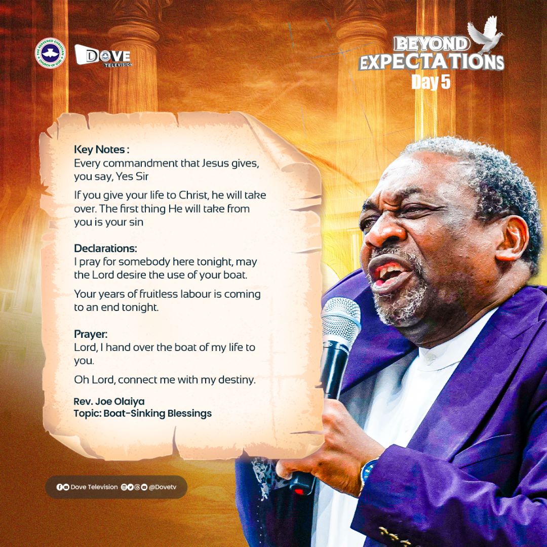 Your years of fruitless labor are coming to an end tonight in Jesus' name! 
- Rev. Joe Olaiya

#Day5
#RCCG71
#RCCG
#BeyondExpectations
#AnnualConvention
#PastorEAAdeboye
#DoveTv
#DoveTelevision
#OHPrimeTv
