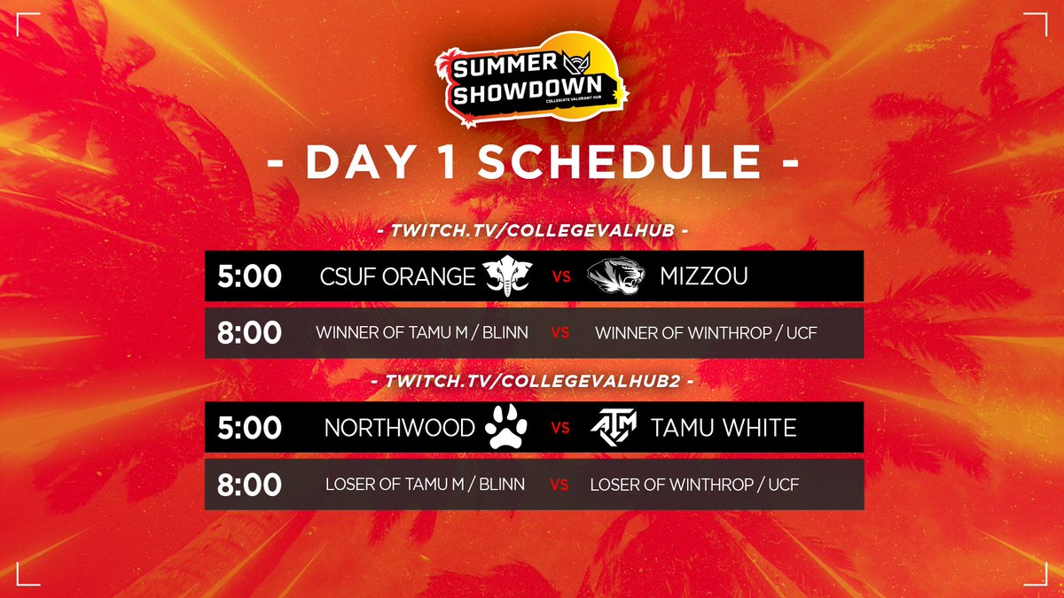 🔴 LIVE NOW: <a href="/TAMUValorant/">TAMU Valorant</a> Maroon vs. <a href="/blinnesports/">Buccaneers Esports</a> in the <a href="/CollegeVALHub/">Collegiate VALORANT Hub</a> Summer Showdown  

<a href="/TAMUValorant/">TAMU Valorant</a> White vs. <a href="/NorthwoodEsport/">Northwood Esports</a> is also taking place NOW

Drop by to support our players #TAMUWIN 😇

(Links ⬇️)