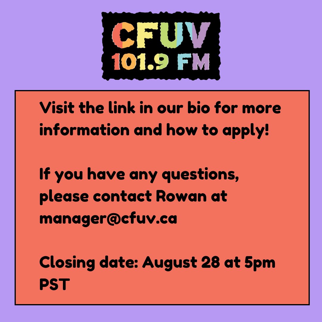We're hiring! 🌟
Applications close August 28th at 5pm PST. For more information visit: buff.ly/47wjMtS