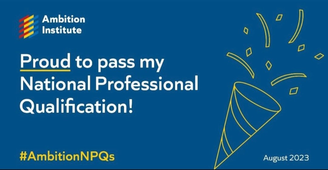 Delighted to have passed my NPQSL! Really enjoyed the course <a href="/Ambition_Inst/">Ambition Institute</a> <a href="/emttp/">East Mids Teacher Training</a> #AmbitionNPQs