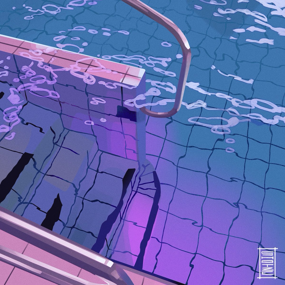 no humans pool ladder tiles tile floor shadow pool scenery  illustration images