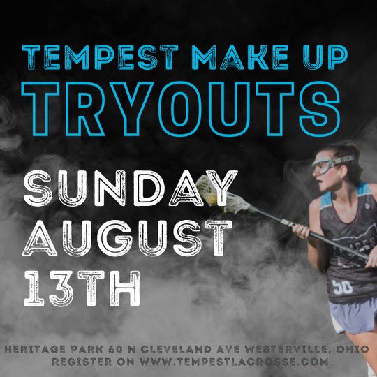 TempestLax's tweet photo. 🚨LAST CALL🚨

⏰ MS 10-11 AM, HS 11:15-12:15 

#TempestFam #GirlOverGame https://t.co/IEuwZC40Nb